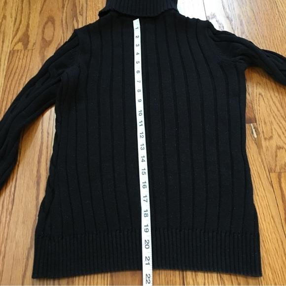 Studio Works Petite Black Turtle Neck Cable Knit Sweater - Picture 11 of 15